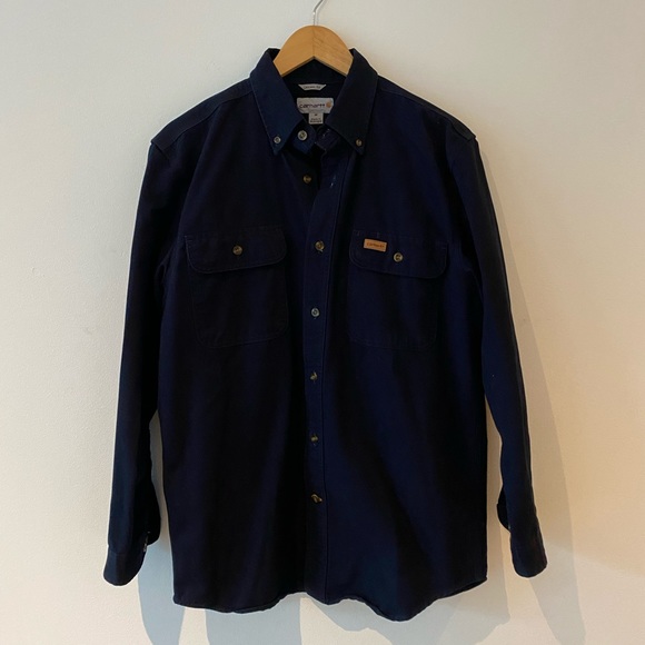 Carhartt Mens Dark navy cotton button down shirt - Picture 1 of 4